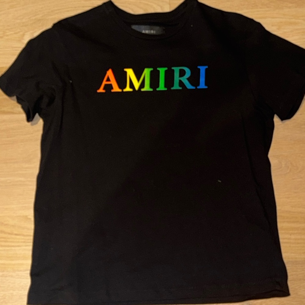 AMIRI Kids Black T-Shirt with Rainbow Logo